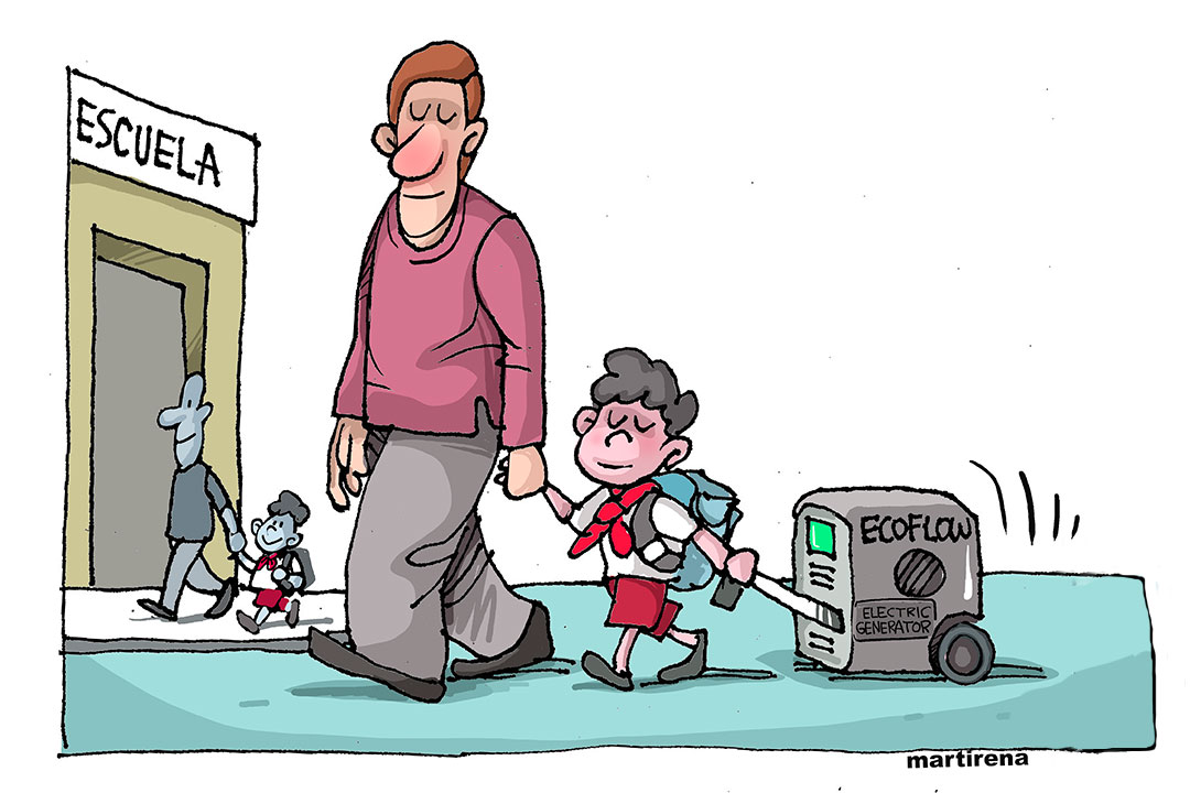 Caricatura de Martirena sobre el curso escolar y la situación energética.